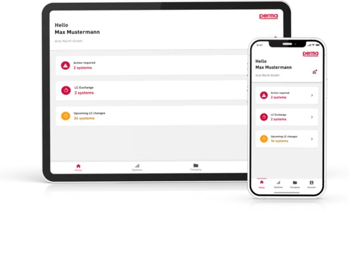 perma Connect shown on a tablet and phone screen