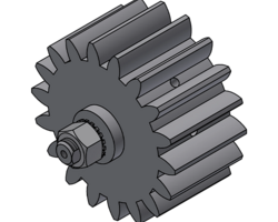 Lubrication gear felt m6 straight toothing with mounting axle