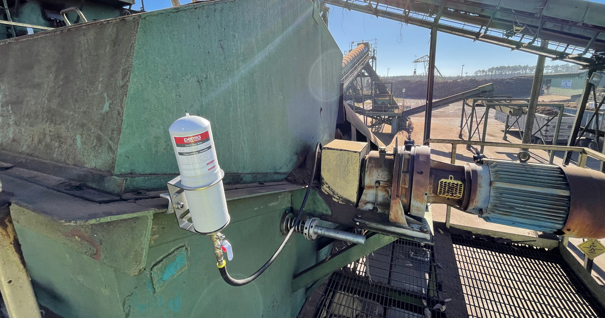 automatic lubrication system installed on industrial equipment