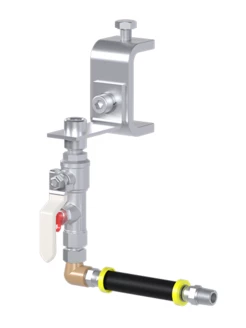 KIT DE INSTALAÇÃO CLASSIC, FUTURA, FLEX, NOVA Standard Duty - Suporte com grampo para viga de 1 ponto, 65 mm (2,56 pol.), incluindo mangueira de 3 pés