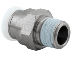 Tube connector R1/4 Male for tube oØ 3/8" (Nickel-Plated/Plastic)<br /> 