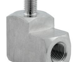 Angle 90° 1/4-28 UNF Male x G1/8 Female (SS)