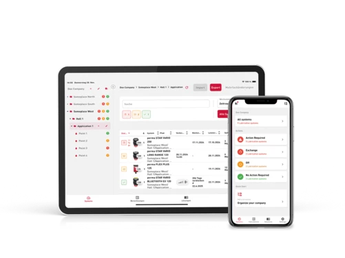 a mockup of perma CONNECT on a phone and a tablet