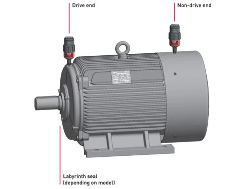 a diagram of an electric motor with perma STAR VARIO single point lubricators