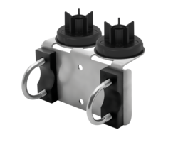 2 point rail bracket 304SS with U-BOLTS and support flanges